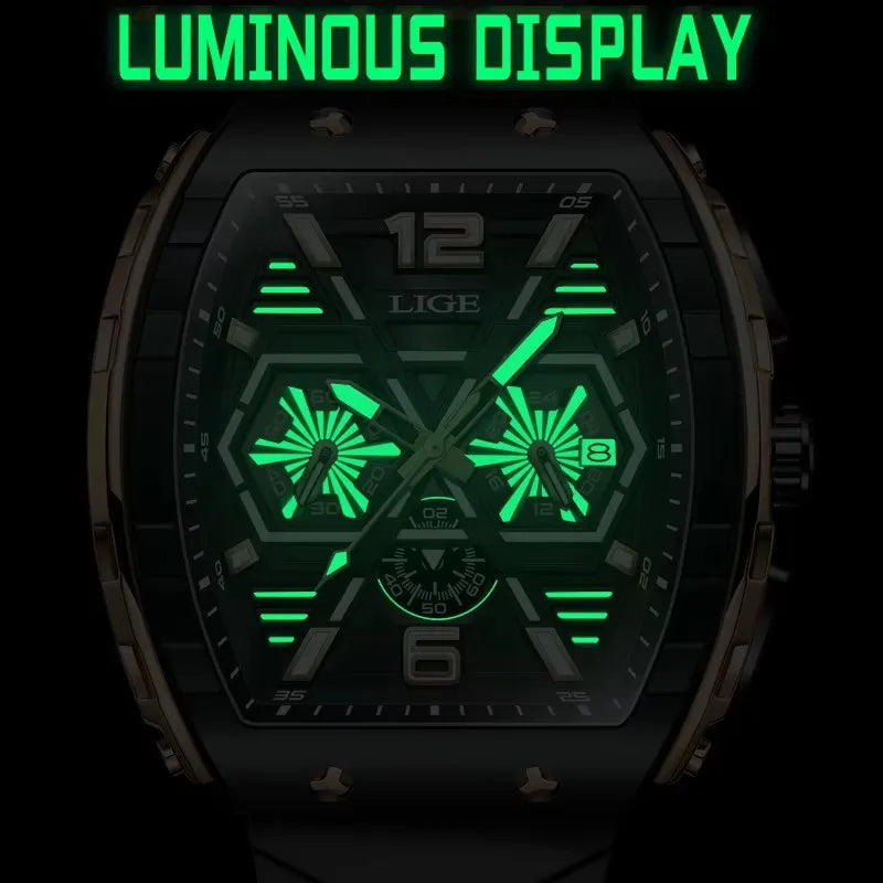 LIGE Men's Luxury Waterproof Quartz Wristwatch with Luminous Date