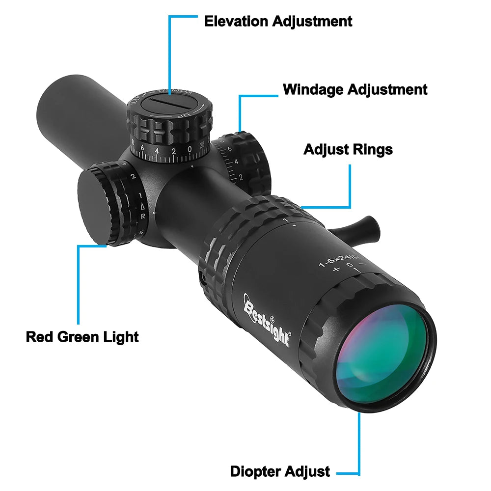 Bestsight 1-5X24 Tactical Rifle Scope with Illuminated Reticle
