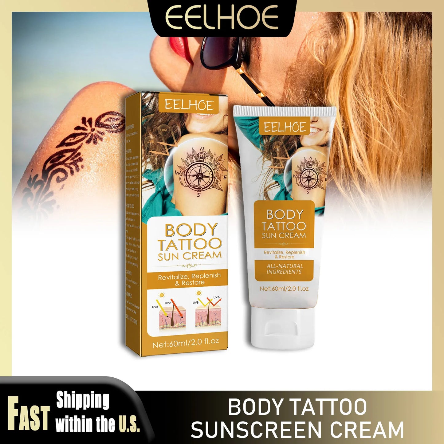 EELHOE Tattoo Care Cream Sunscreen For Ink Protection