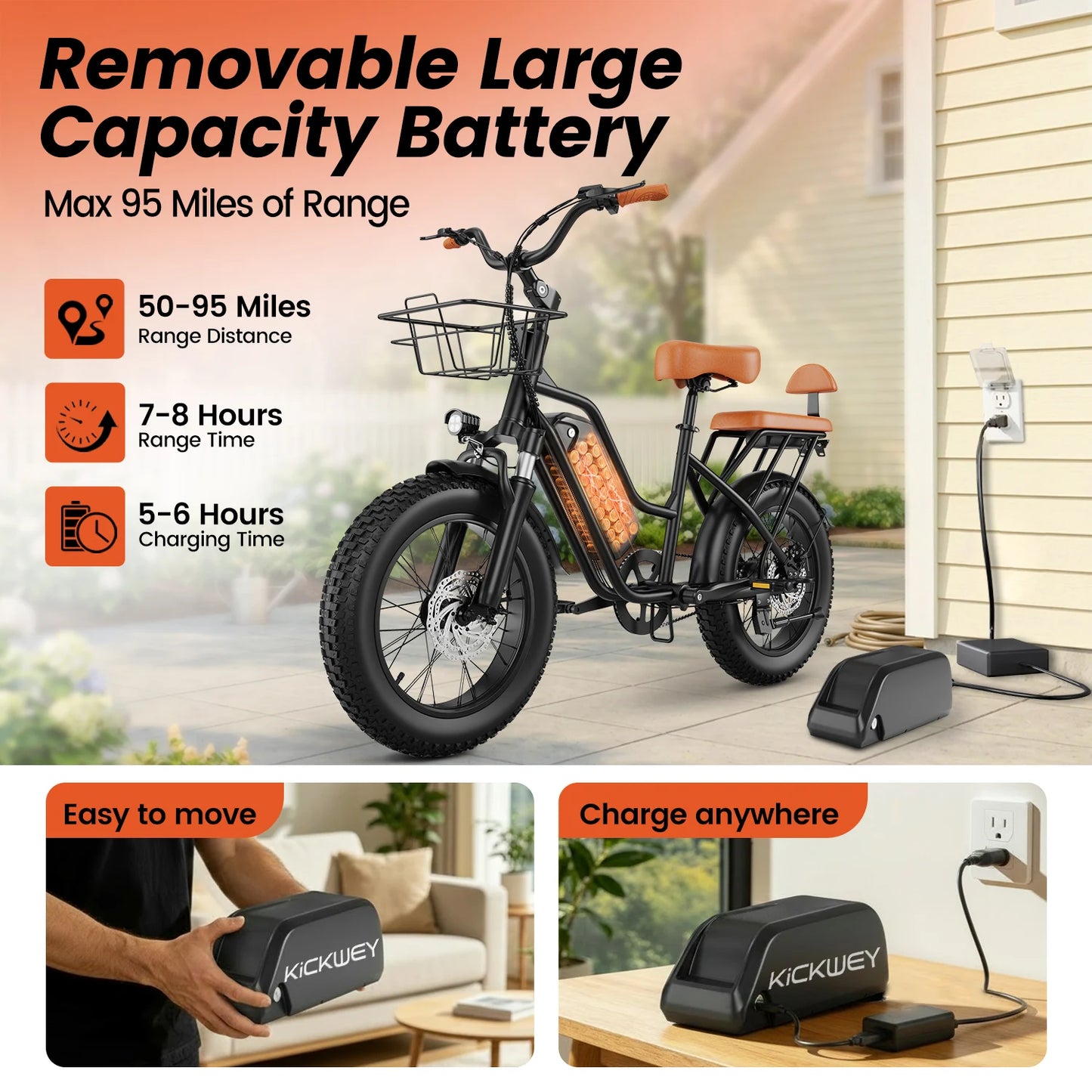 Kickwey LD20 1500W Electric Mountain Bike 48V 20Ah Battery