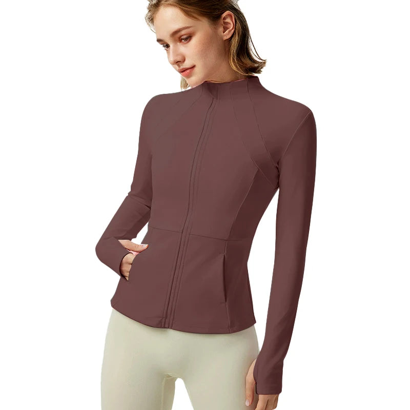 Women's Lightweight Yoga Jacket With Pockets And Zipper