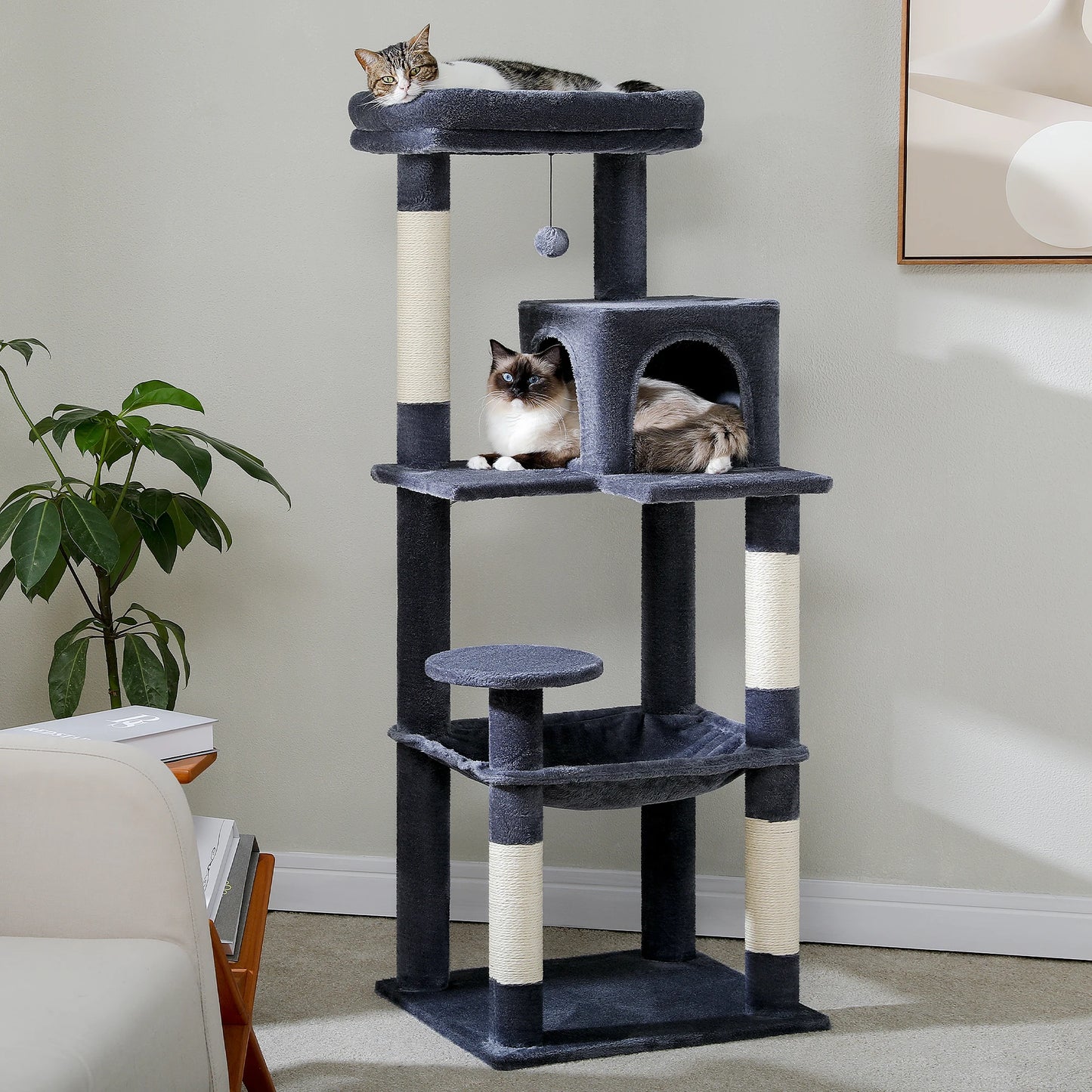 PAWZ Road 5 Level Indoor Cat Tree With Large Hammock And Scratching Posts
