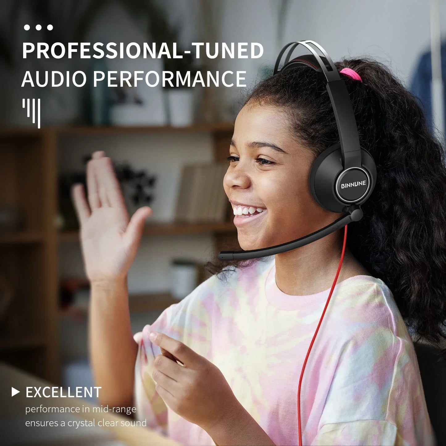 BINNUNE Wired Headphones With Mic Noise Cancelling For Office
