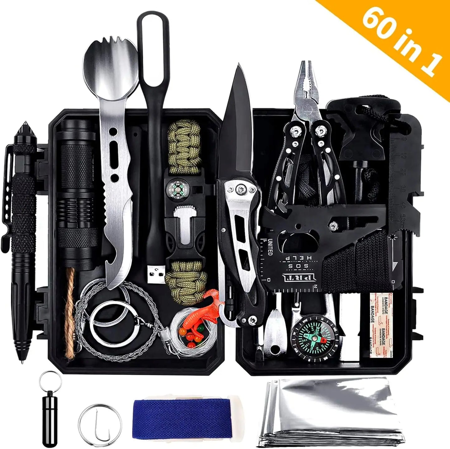 Emergency Survival Gear Kit 60 In 1 With Tools