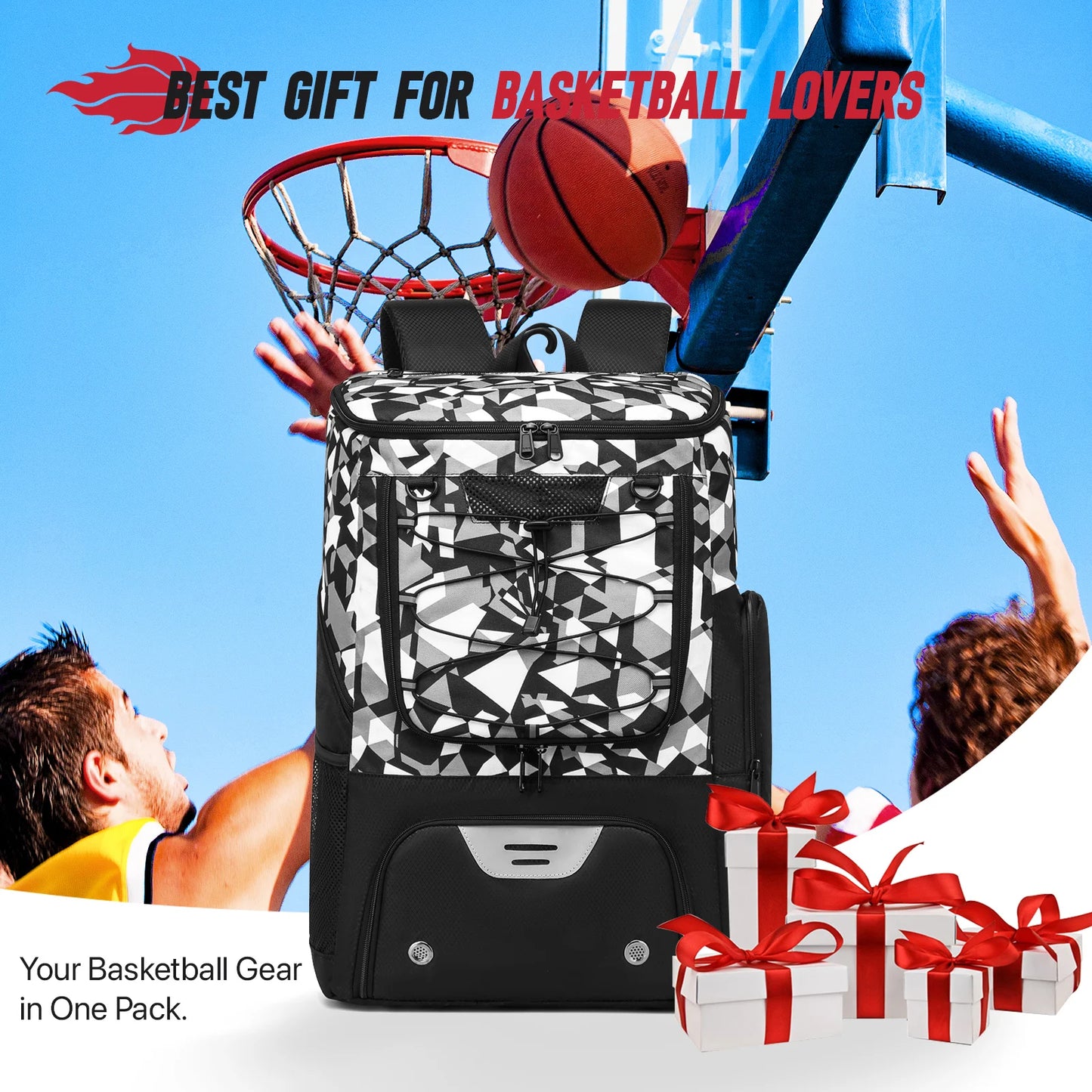 YH GSCN Basketball Backpack With Ball Holder And Shoes Compartment