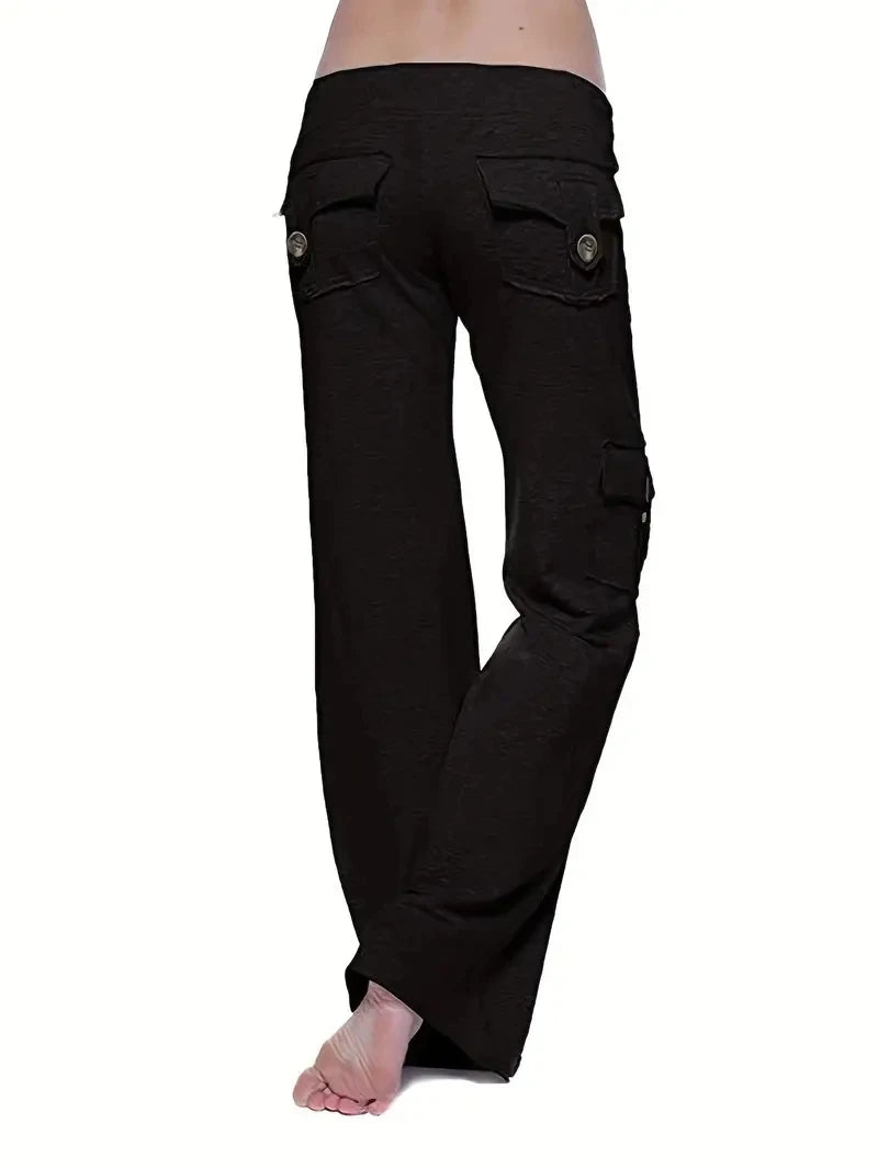 Women's Wide-Leg Drawstring Joggers With Pockets Fleece-Lined