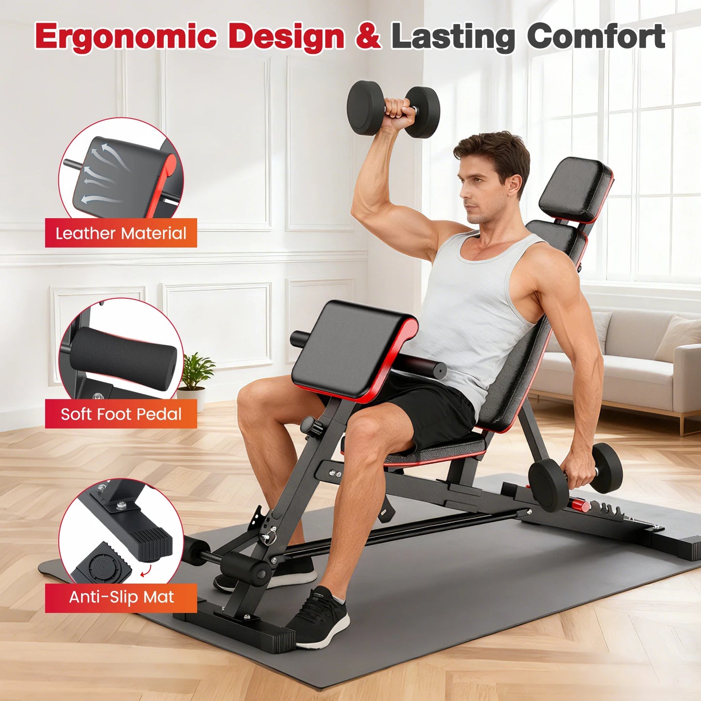 Dumbbell Bench Roman Chair Adjustable Foldable Weight Training Bench