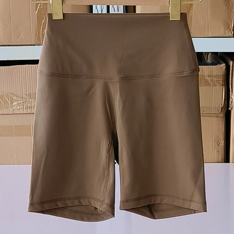 Nylon Elastane Women's Yoga Shorts High Waist Slim Fit