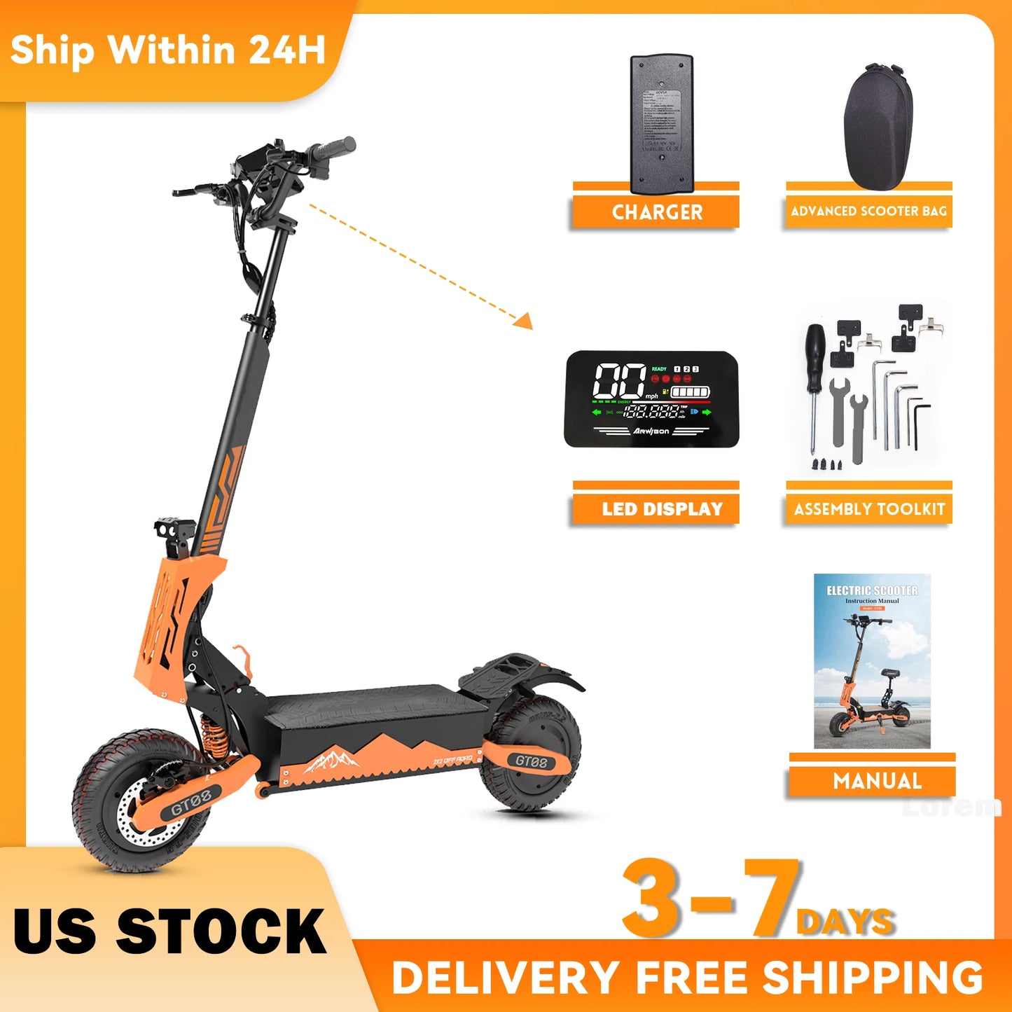 Arwibon 5600W Dual Motor Electric Scooter With Off Road Capabilities