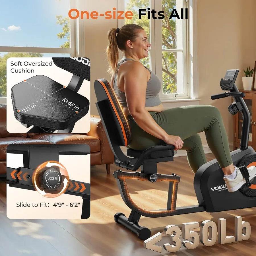 XMSJ Recumbent Exercise Bike for Home Fitness with Adjustable Seat