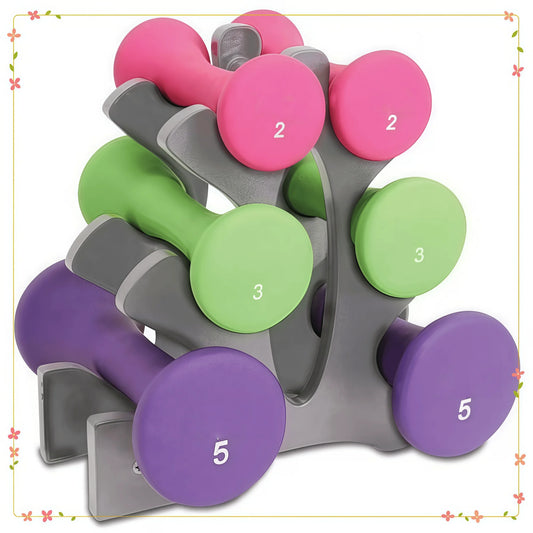 None 20 Lb Hourglass Neoprene Dumbbell Set With A Frame