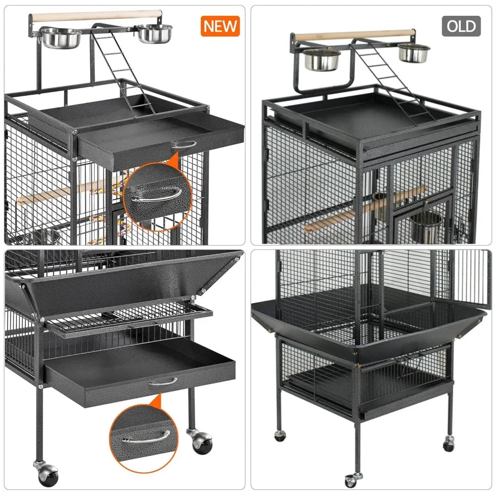 Playtop Wrought Iron Parrot Cage With Rolling Stand