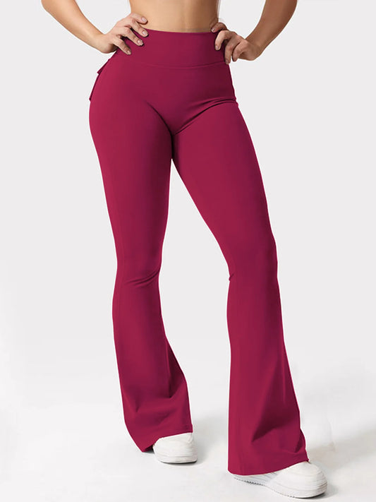 Women's High-Waisted Yoga Flare Trousers With Pockets