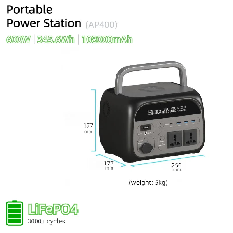 Cakosimo 600W LiFePO4 Solar Portable Power Station for Camping