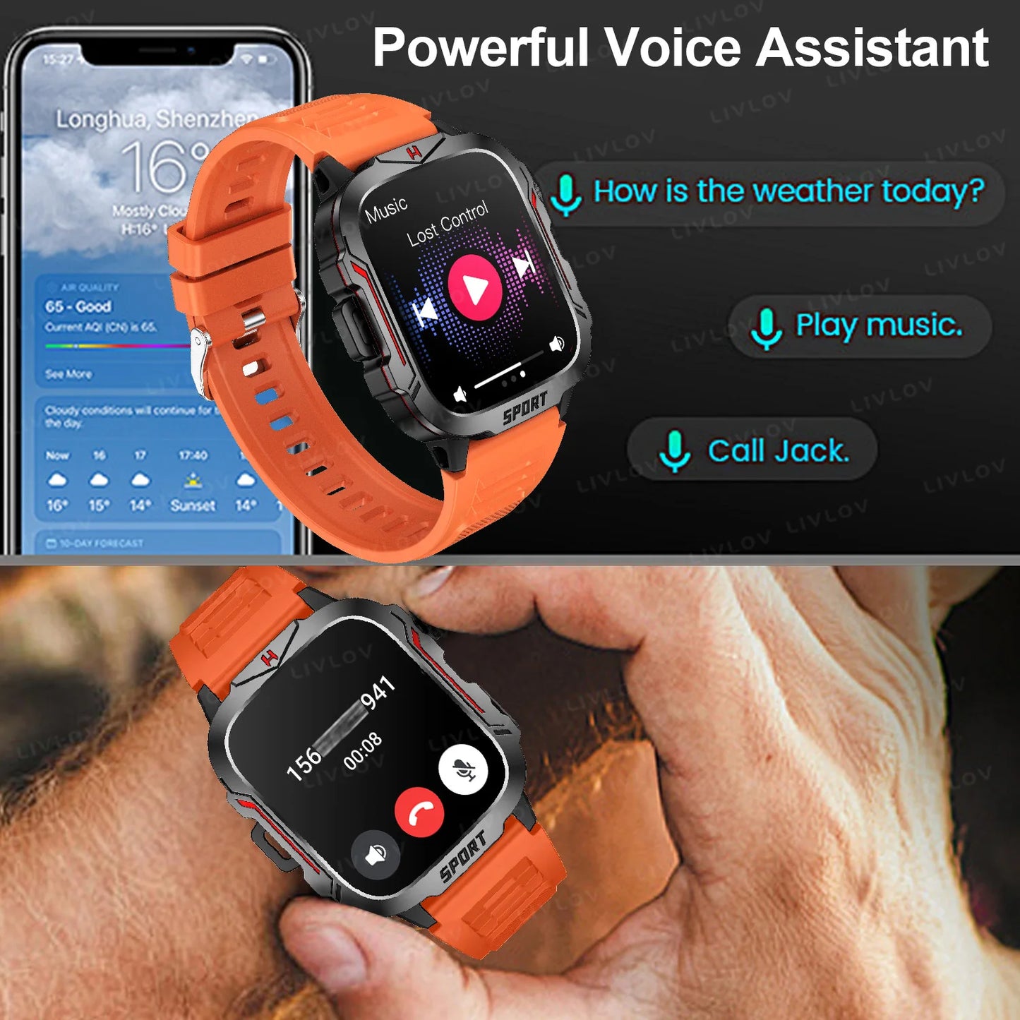 LIVLOV Smart Watch Fitness Tracker And AI Voice Assistant