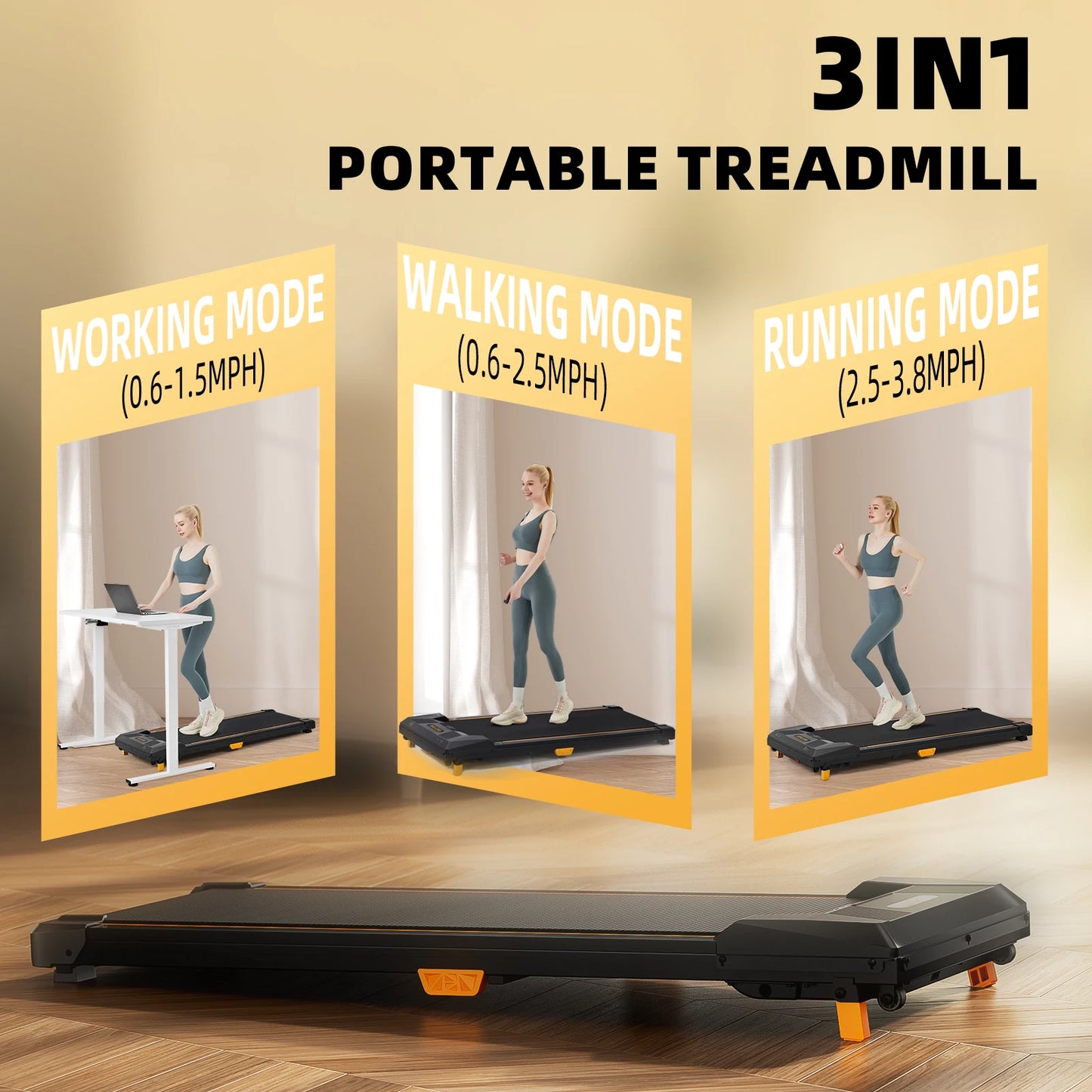Driving Under Desk Treadmill Incline Walking Pad 2.5HP