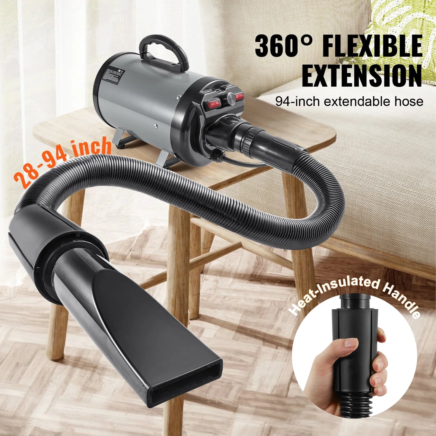 Dog Blow Dryer 2000W With Adjustable Speed And Nozzles