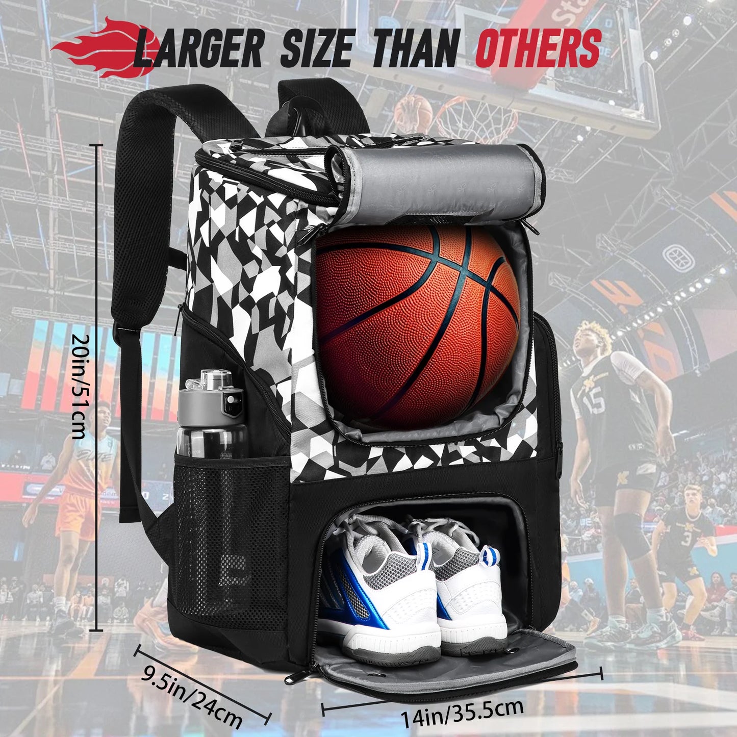 YH GSCN Basketball Backpack With Ball Holder And Shoes Compartment