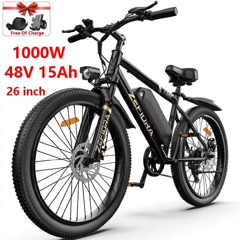 ZEFIORA Electric Bicycle 1000W 48V Lithium Battery