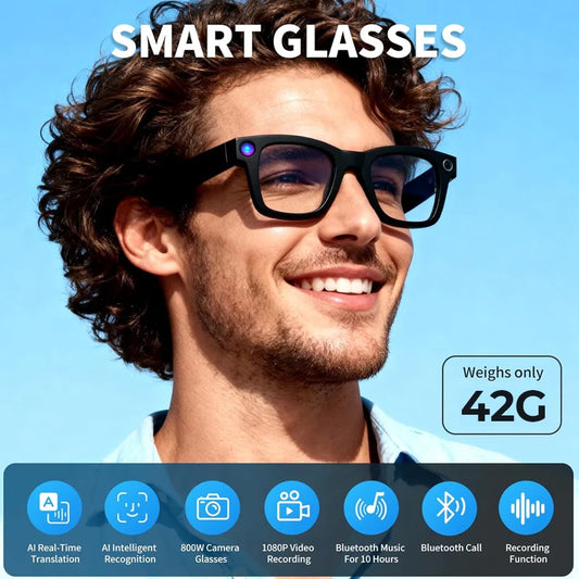 AI Smart Glasses With 4K Video Translator Bluetooth 5.3 Sunglasses