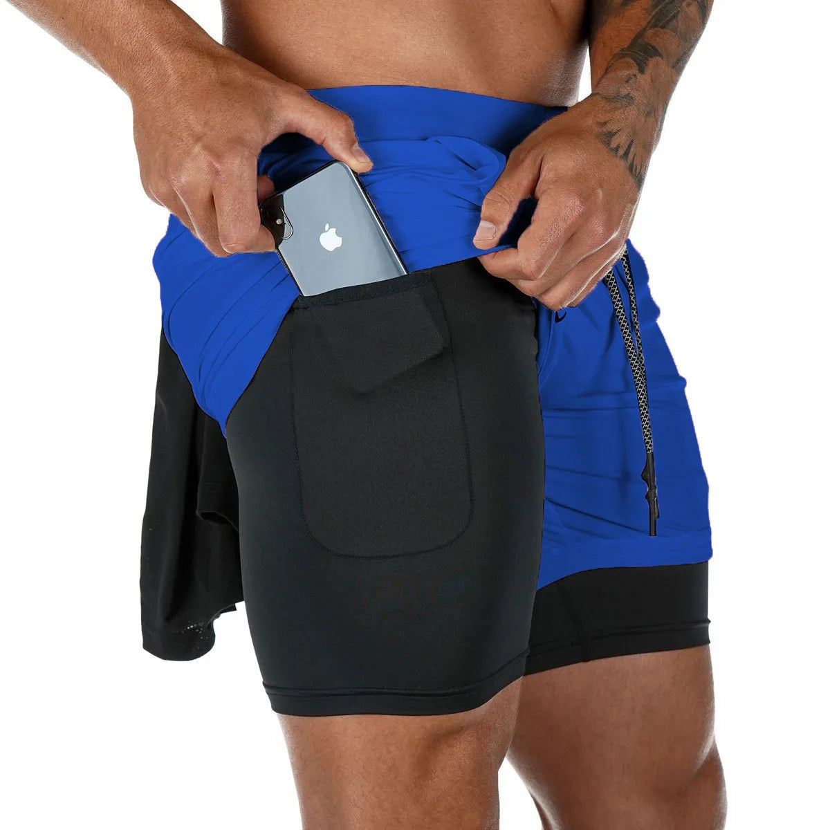 Men's Quick-Dry Running Shorts 2-In-1 Gym Fitness Workout
