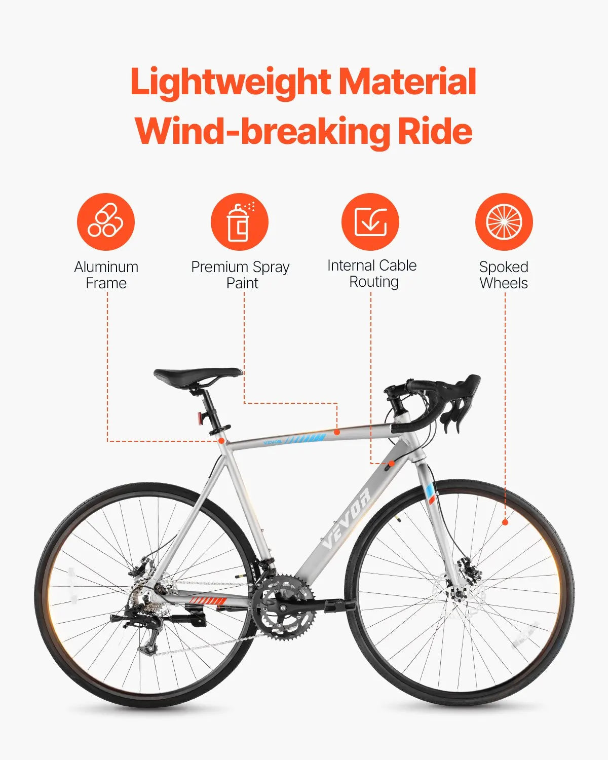 LTWOO Road Bike 14 Speed Aluminum Frame 700C Wheels Urban