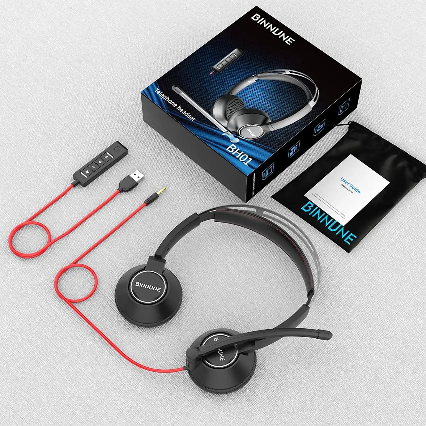 BINNUNE Wired Headphones With Mic Noise Cancelling For Office