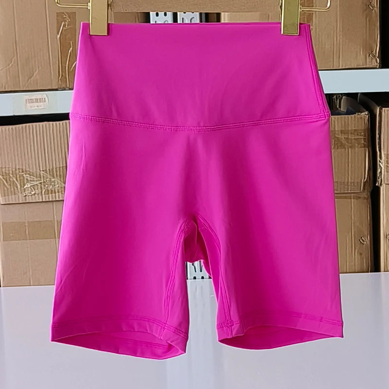 Nylon Elastane Women's Yoga Shorts High Waist Slim Fit