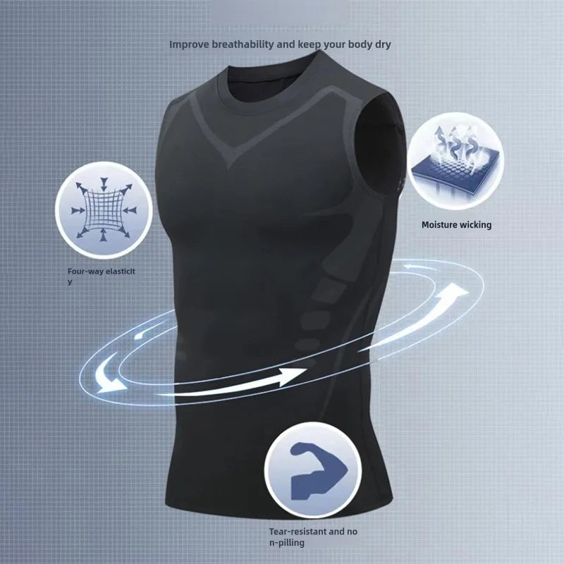 NONECN Men Compression Tank Top Gym Vest Quick Dry
