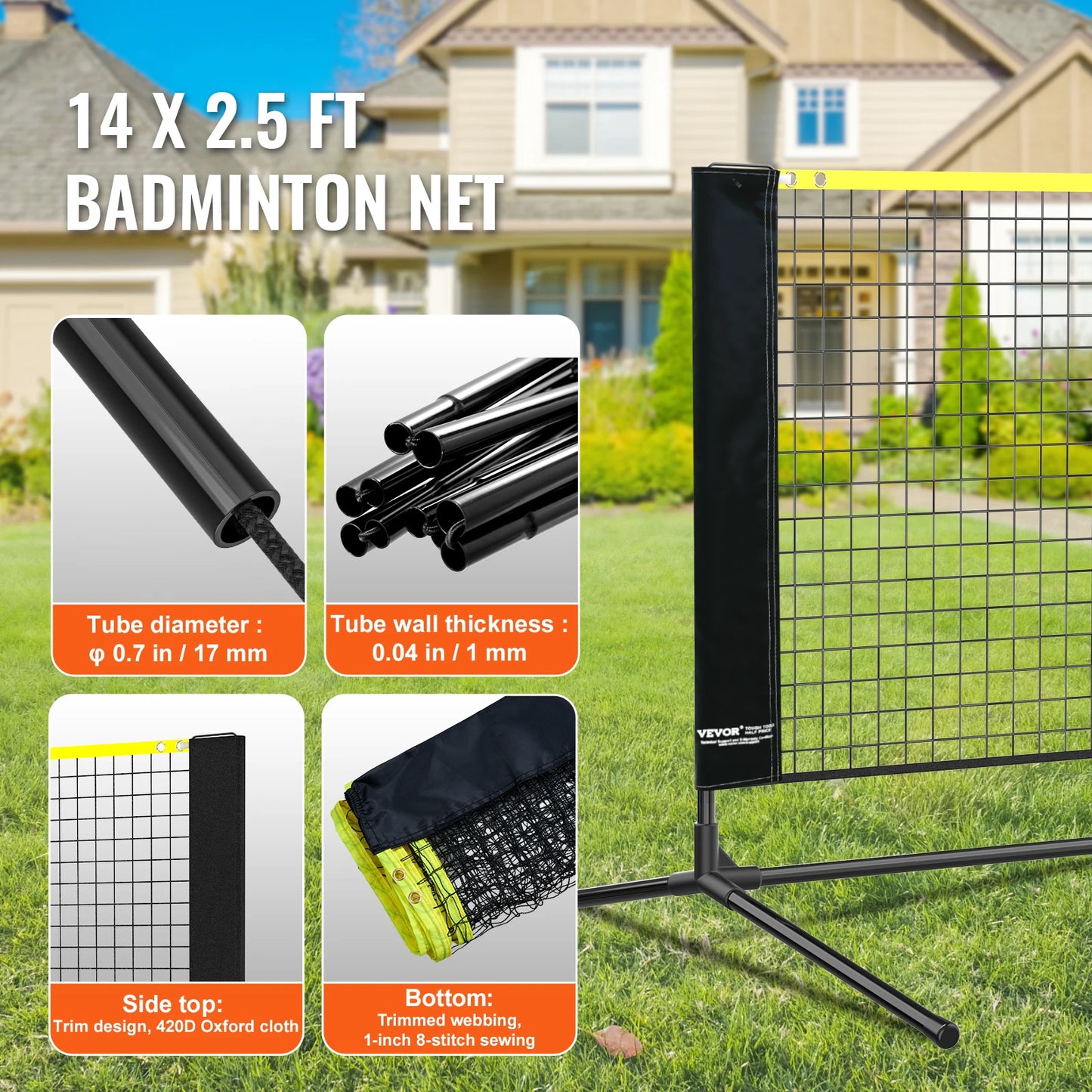 SucceBuy Portable Adjustable Net Set For Badminton Volleyball Tennis Pickleball