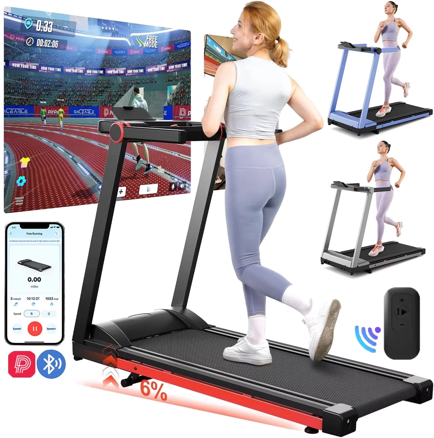 NONE Foldable Treadmill 3.5HP With Incline 350lb Capacity Bluetooth