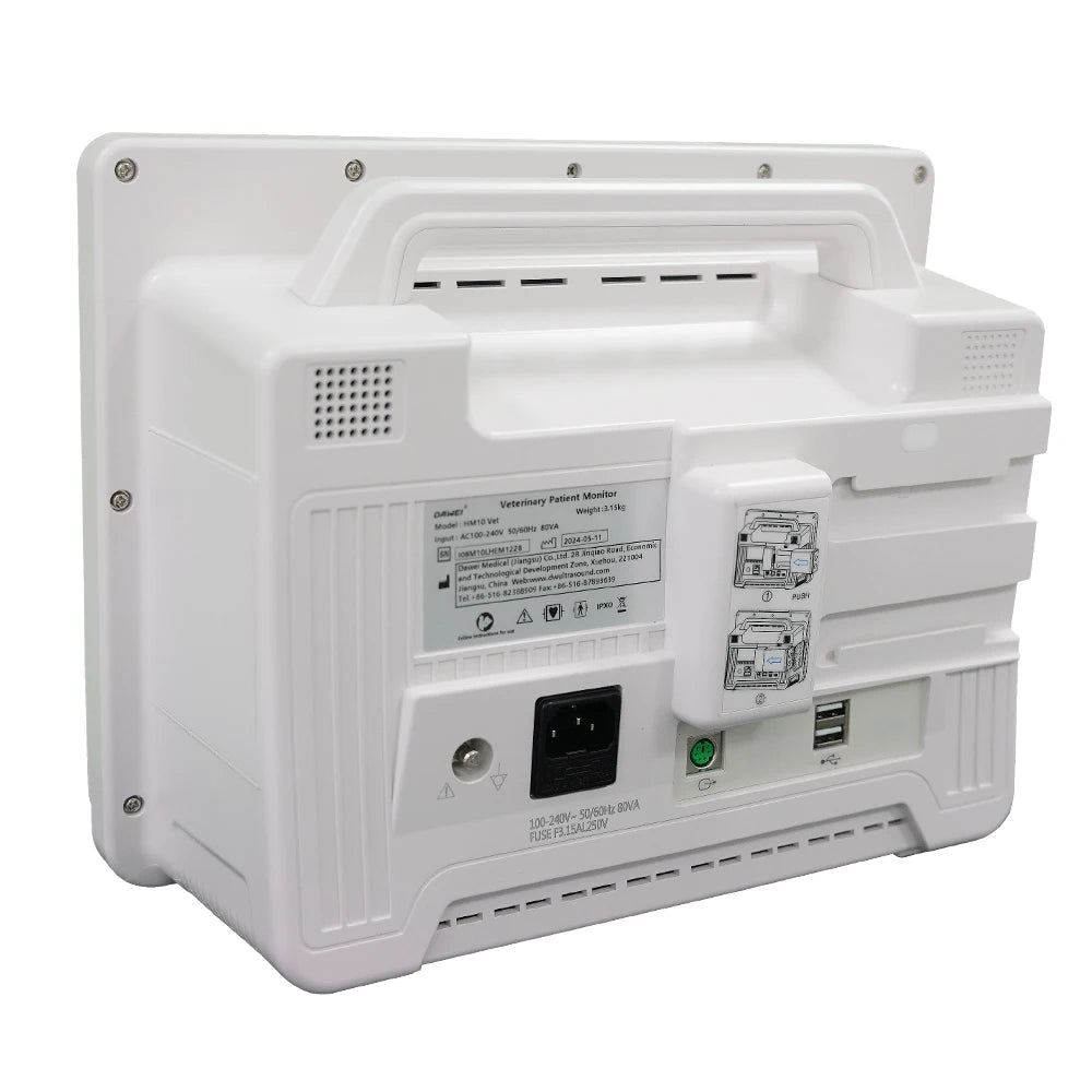 DAWEI Portable Veterinary Monitor 6 Parameter ECG Blood Oxygen BP