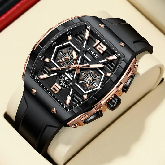 LIGE Men's Luxury Waterproof Quartz Wristwatch with Luminous Date