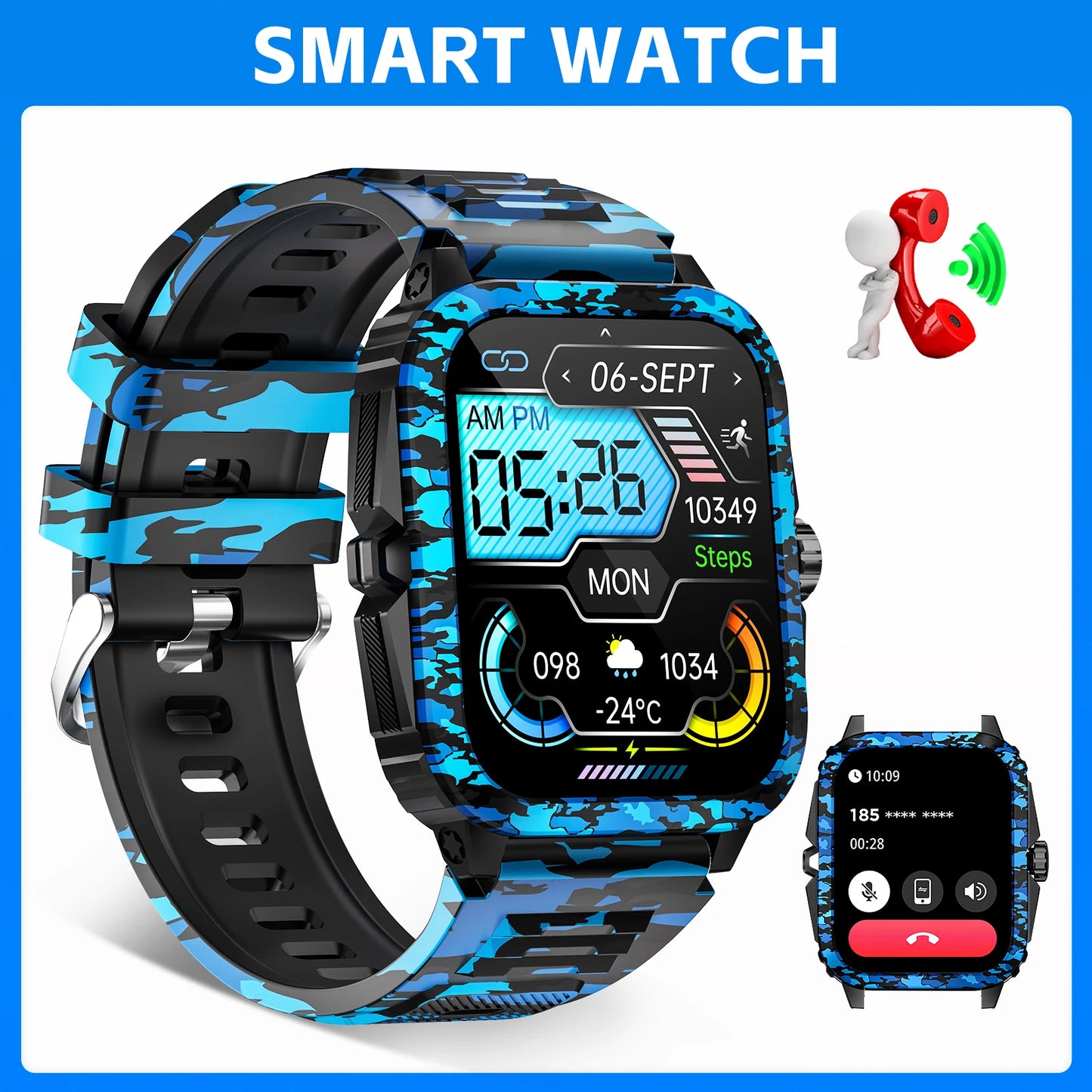 LaNikar Smart Watch Heart Rate Bluetooth Fitness Tracker 3ATM