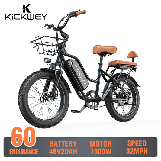 Kickwey LD20 Electric Mountain Bike 1500W Peak Removable Battery 48V