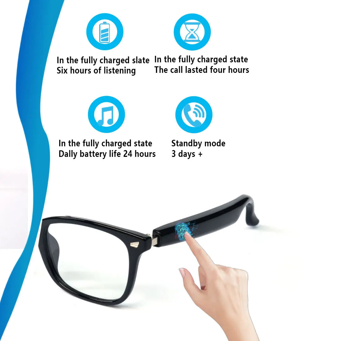 Giinova Smart Glasses With Translation App Open Ear Audio HD Calls HiFi Music