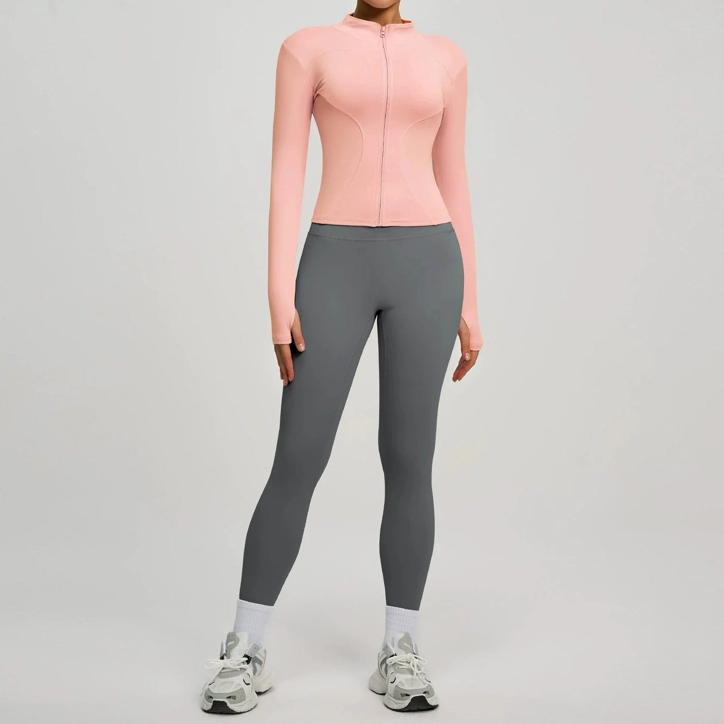 Women Long Sleeve Jacket And Leggings Yoga Set Tracksuit Workout