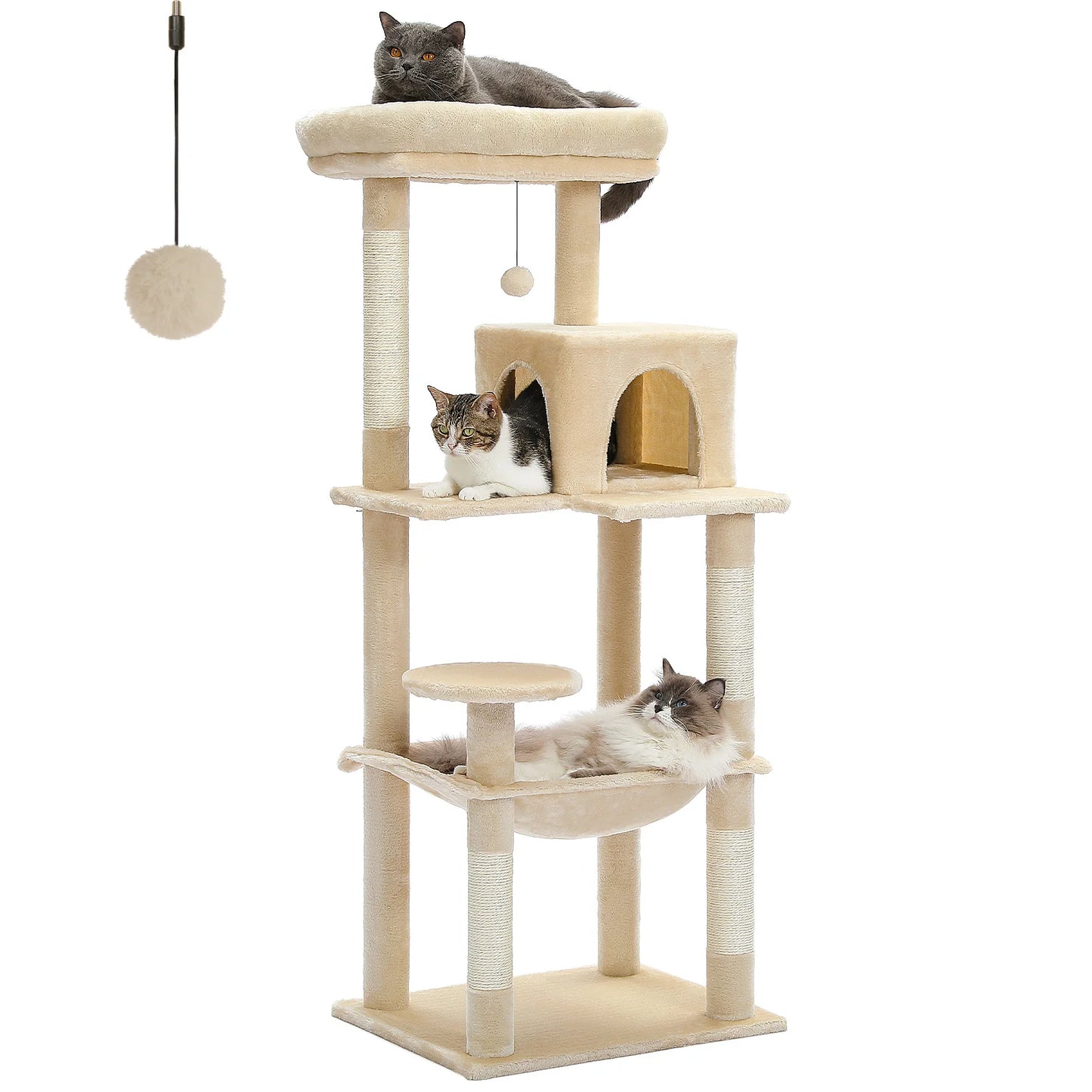 PAWZ Road 5 Level Indoor Cat Tree With Large Hammock And Scratching Posts