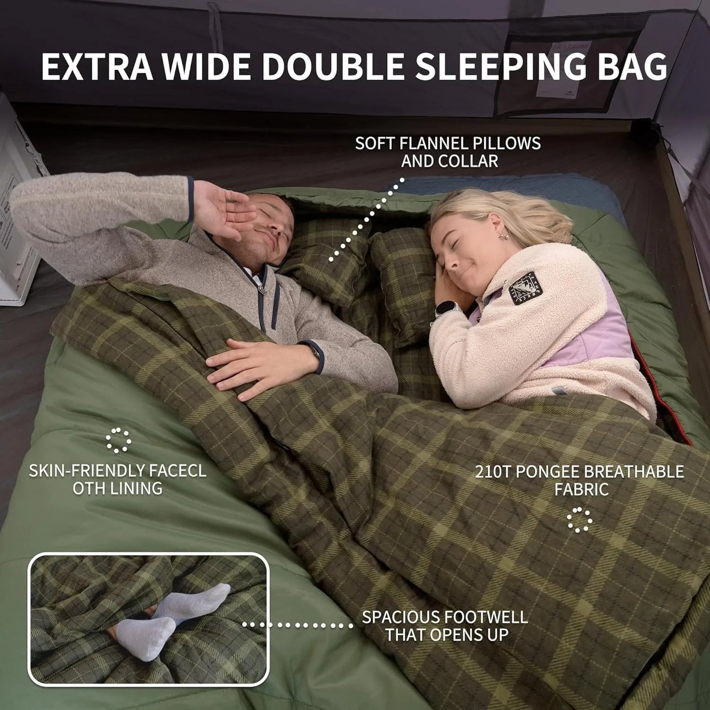 Naturehike Flannel Two Person Sleeping Bag With Pillows