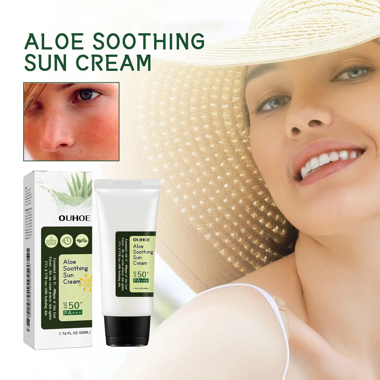 Ouhoe Aloe Vera Protective Cream SPF 50+ Sunscreen Daily