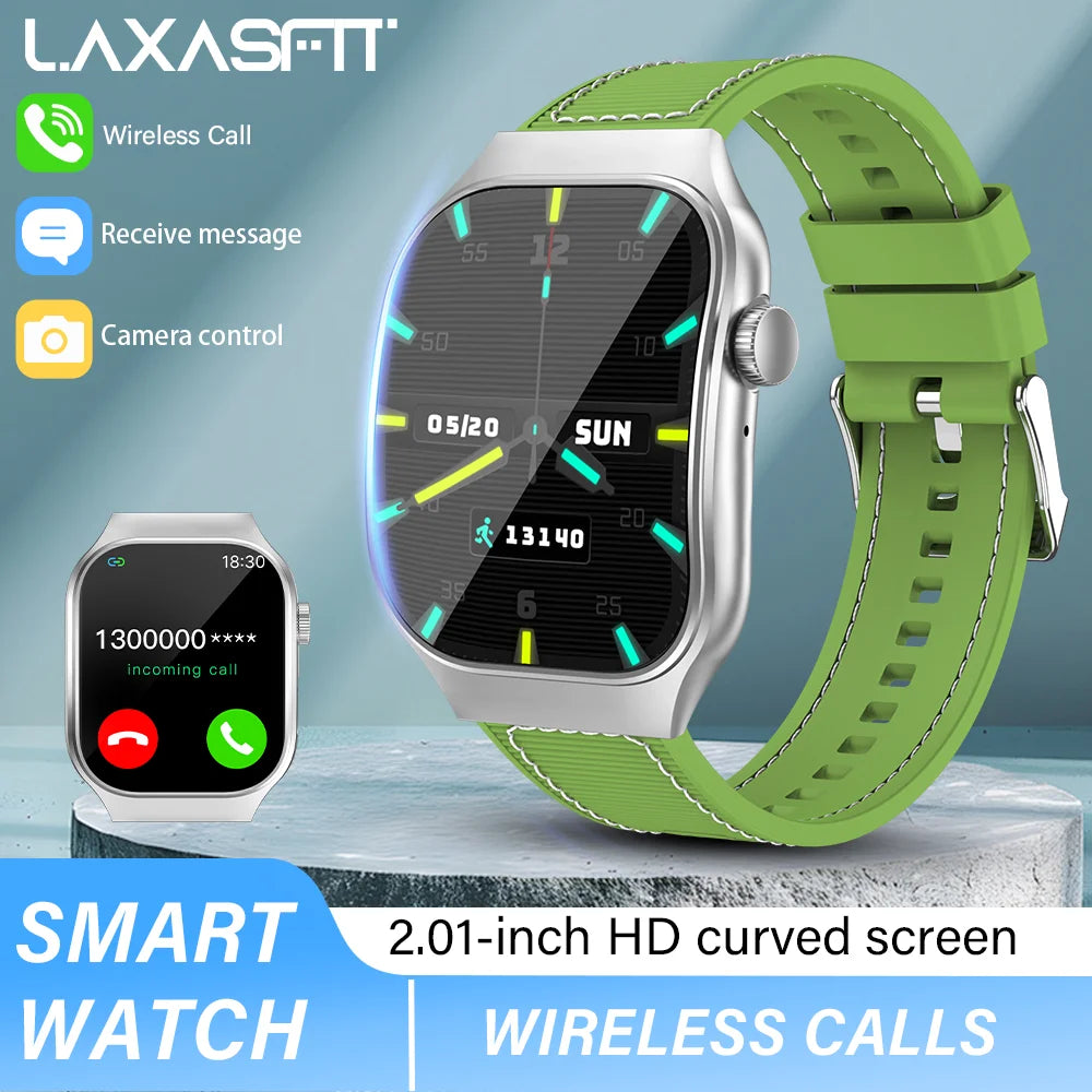 LAXASFIT Curved Screen Smartwatch With Bluetooth Calling Customizable Watch Faces