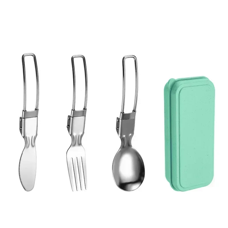 SMHXIANGQIANJIN Outdoor Spoon Fork Tableware Set Stainless Steel Camping