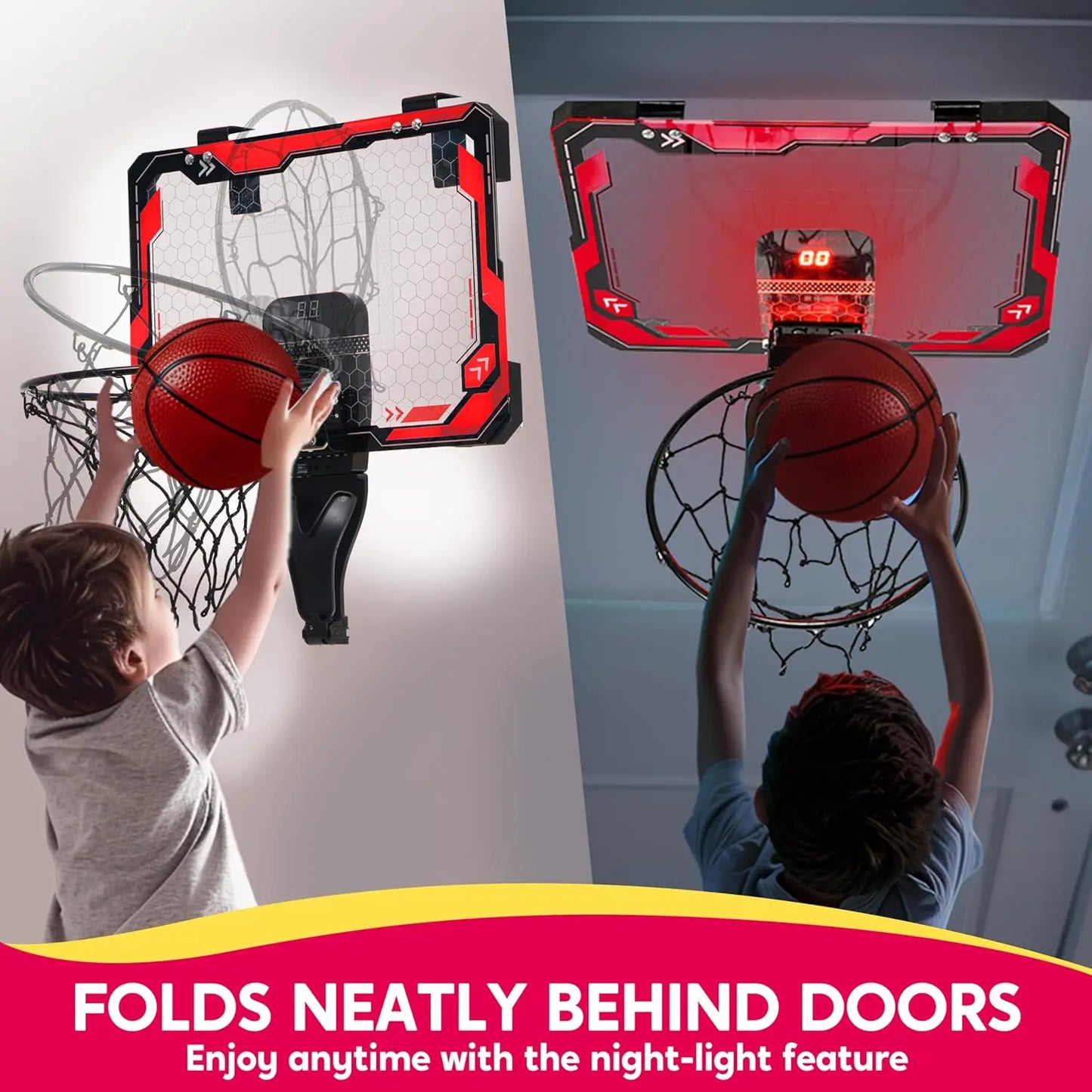 Joyfy Mini Indoor Basketball Hoop With Lights And Scoreboard