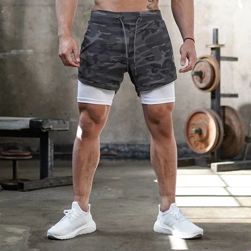 Men's Quick-Dry Running Shorts 2-In-1 Gym Fitness Workout