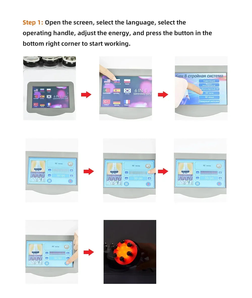 Moonic Beauty 6 In 1 Ultrasound Cavitation Machine For Body Slimming