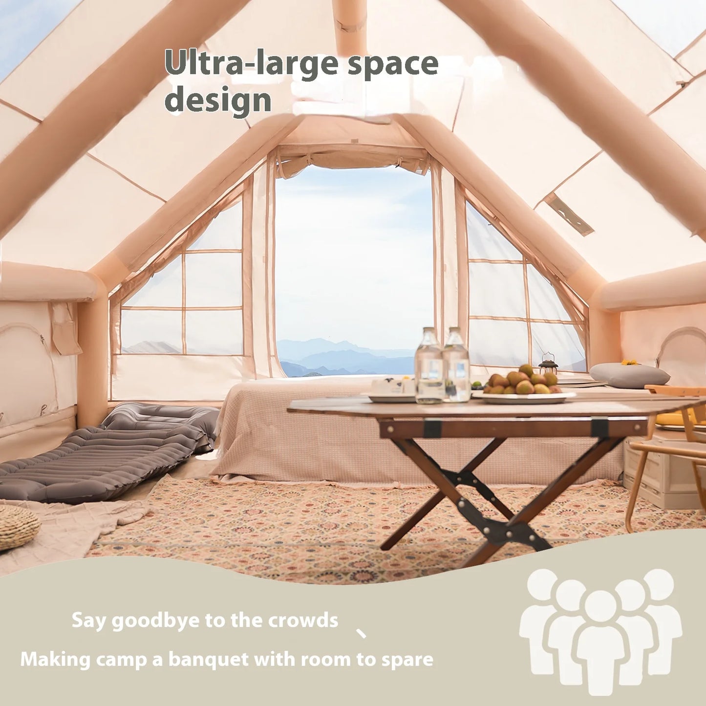 Pakicetus Inflatable Family Camping Tent 4 To 8 Person Luxury