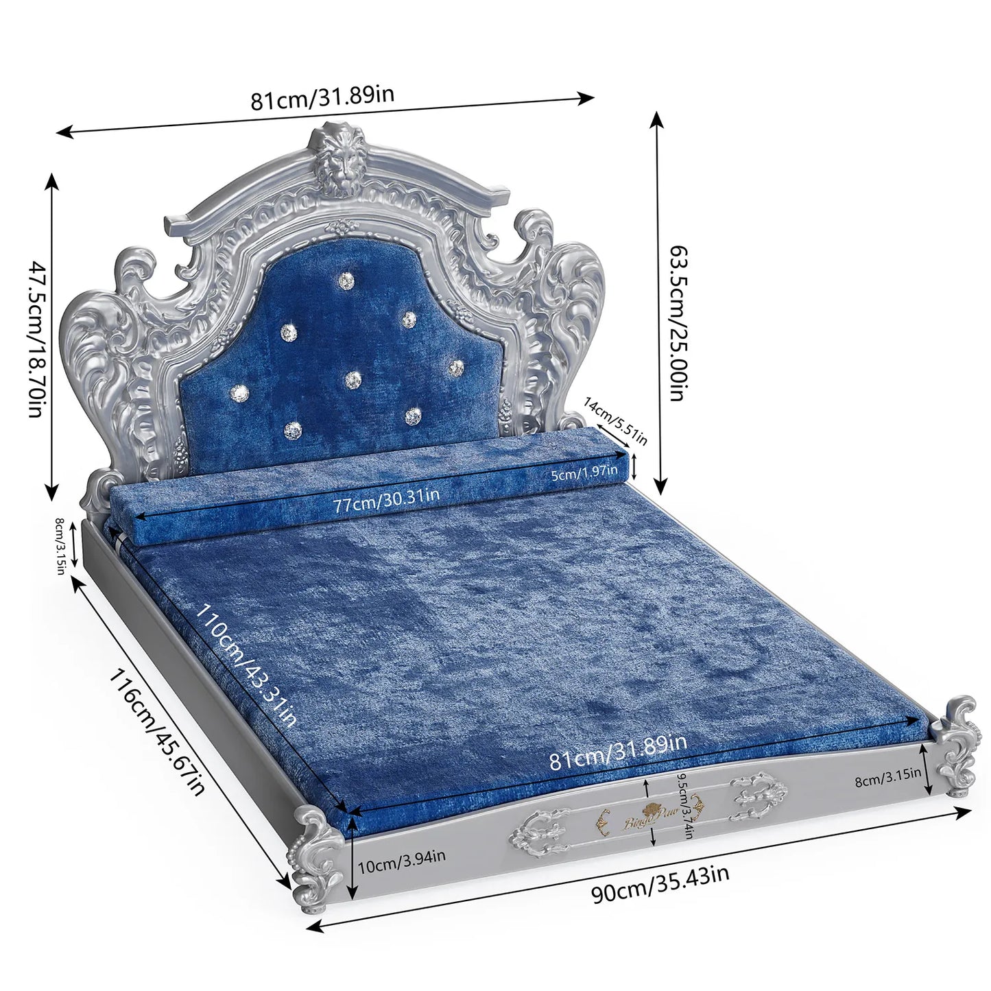 Bingopaw Dutch Velvet Luxury Pet Bed With Headboard For Dogs And Cats