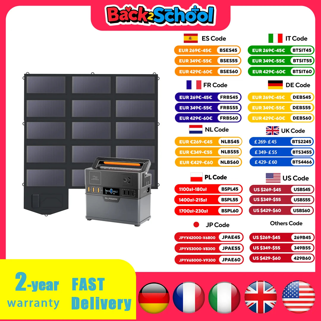 ALLPOWERS S300 Portable Power Station 288Wh Solar Generator With 100W Foldable Solar Panel for Outdoor Travel Camping RV Garden