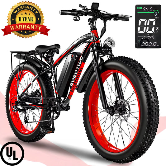 EOEOTWO E01 Electric Fat Tire Bike 34 MPH 1500W Peak Motor