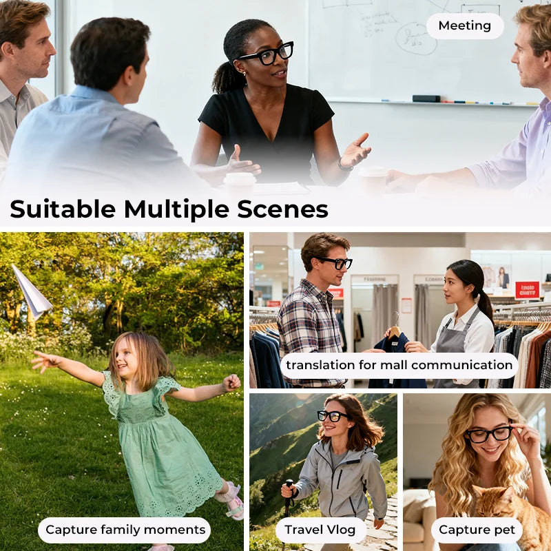 AI Smart Glasses With 4K Video Translator Bluetooth 5.3 Sunglasses
